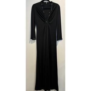 Vintage 60's Claralura Maxi Dress Sequined V-neck Size Medium Back Zipper